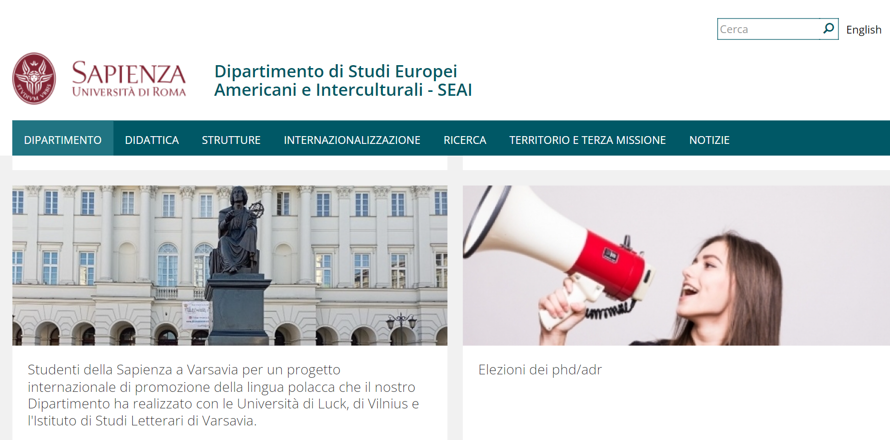 informacja o warsztatach na stronie uniwersytetu La Sapienza
