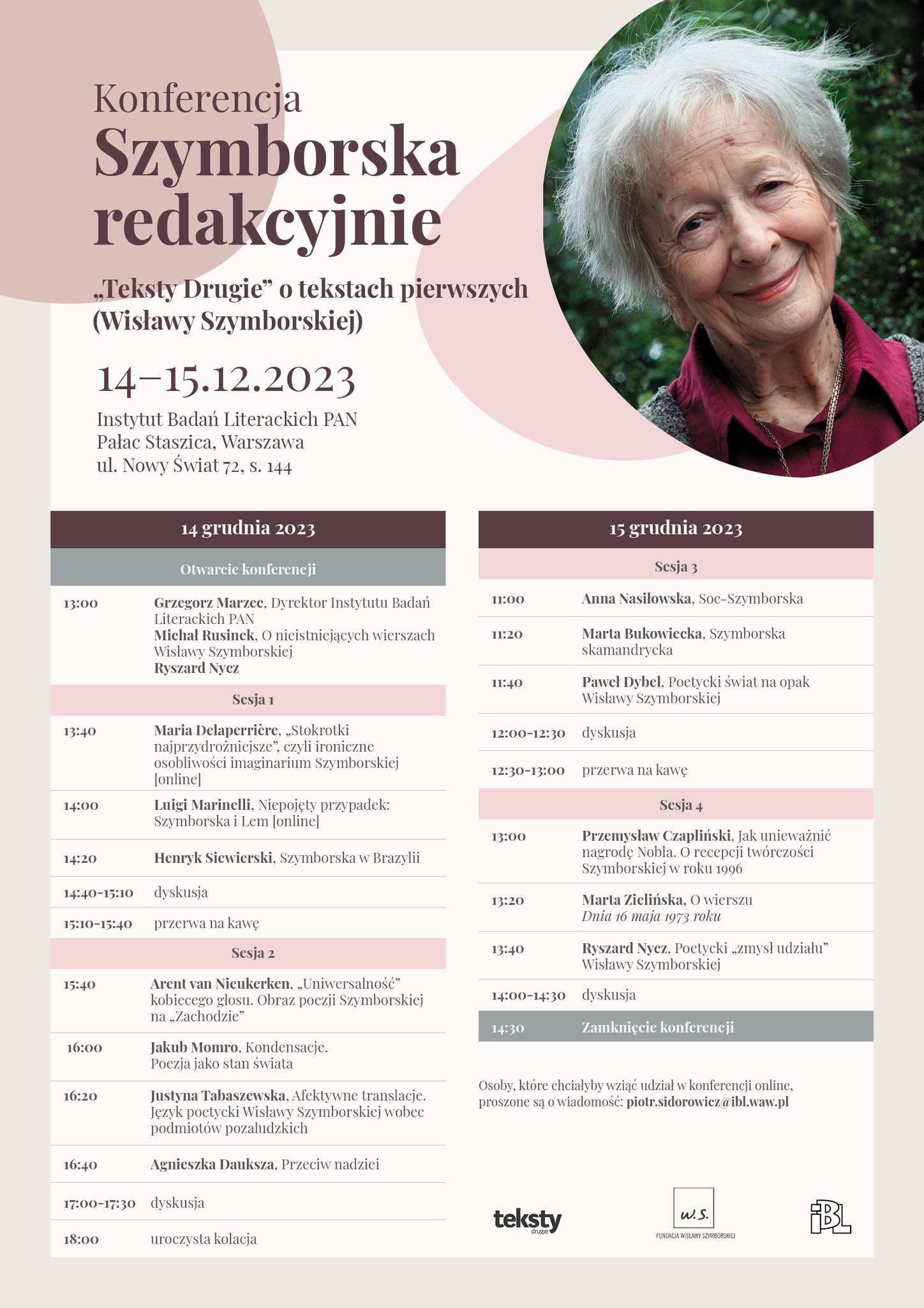Program konferencji "Szymborska redakcyjnie"
