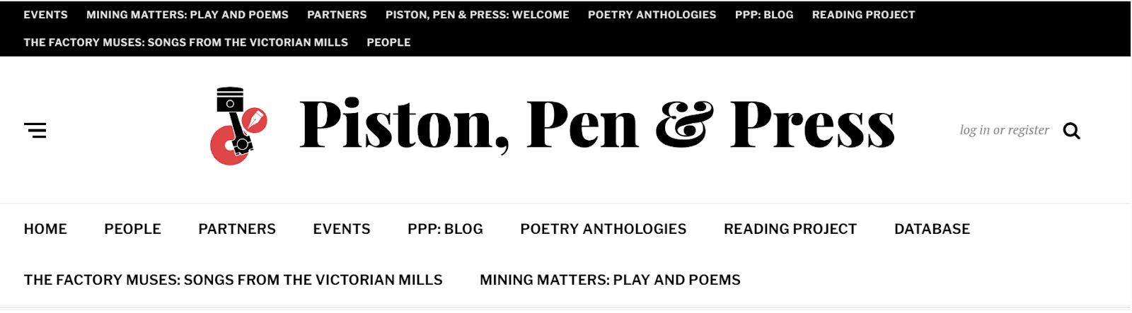 Fot. 1. Fragment strony https://www.pistonpenandpress.org/mining-matters-play-and-poems/