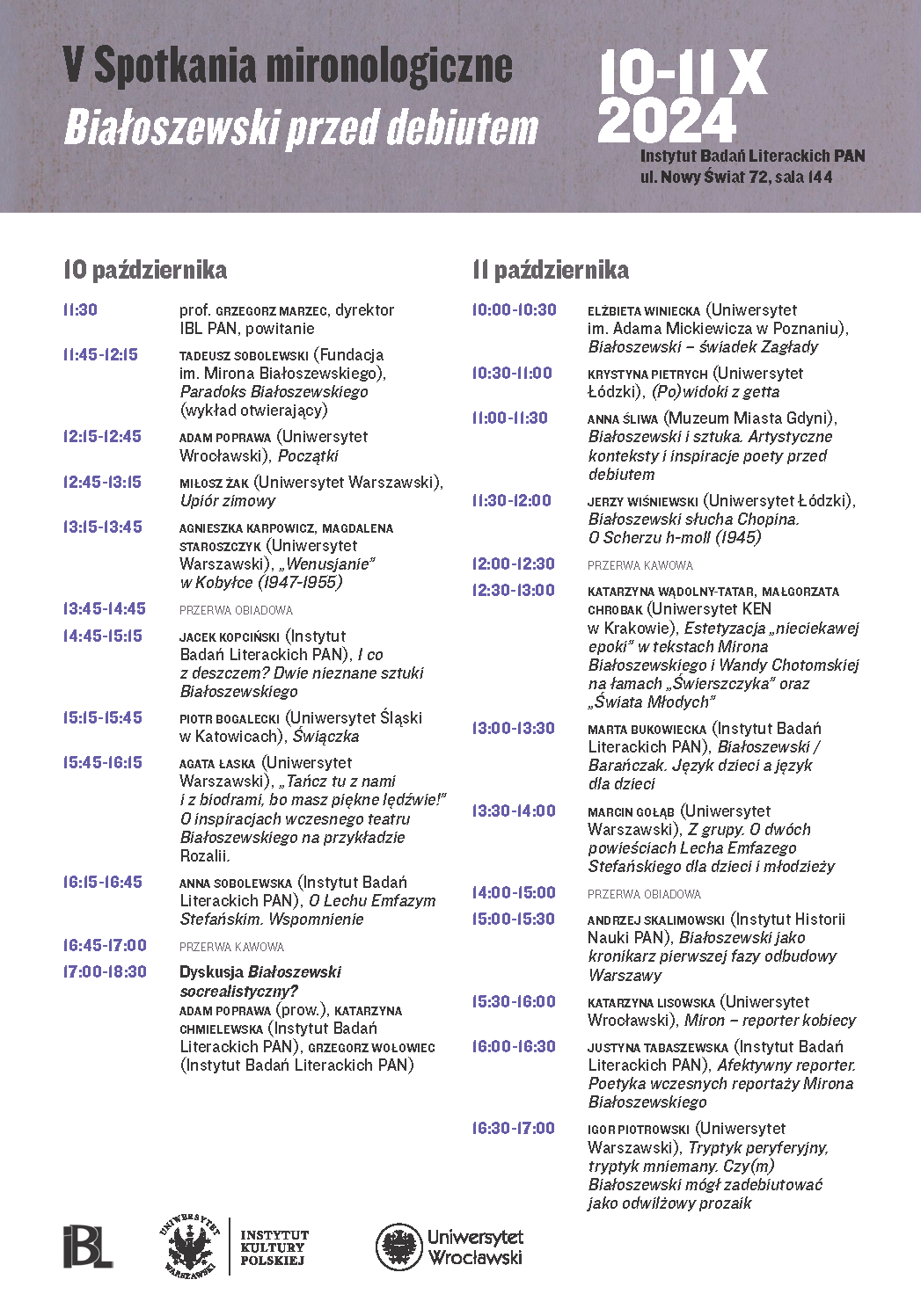 Program Spotkań Mironologicznych 10-11 października 2024